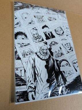BIRTH OF A SLASHER #1 ART  THE CLOWN BLACK & WHITE VARIANT LTD 50 TYLER KIRKHAM